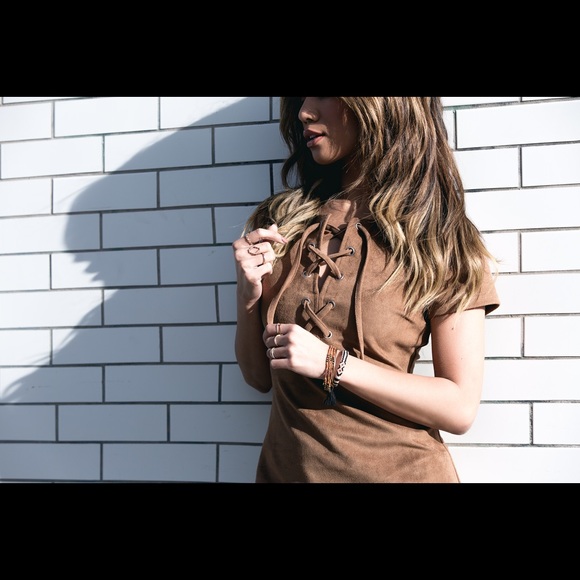 Effortless boho brown faux suede dress! - Picture 2 of 2